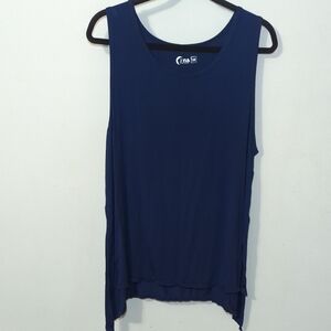 Zyia Active Long Finesse Slit Tank Navy Blue Workout Gym Women's Size XXXL